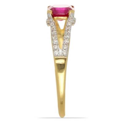 BUY 14K GOLD NATURAL GLASS FILLED RUBY GEMSTONE CLASSIC RING